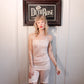 1930s Lingerie Set Jersey Pink Knit with striped detail Tank & Shorts - M/L