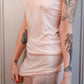 1930s Lingerie Set Jersey Pink Knit with striped detail Tank & Shorts - M/L