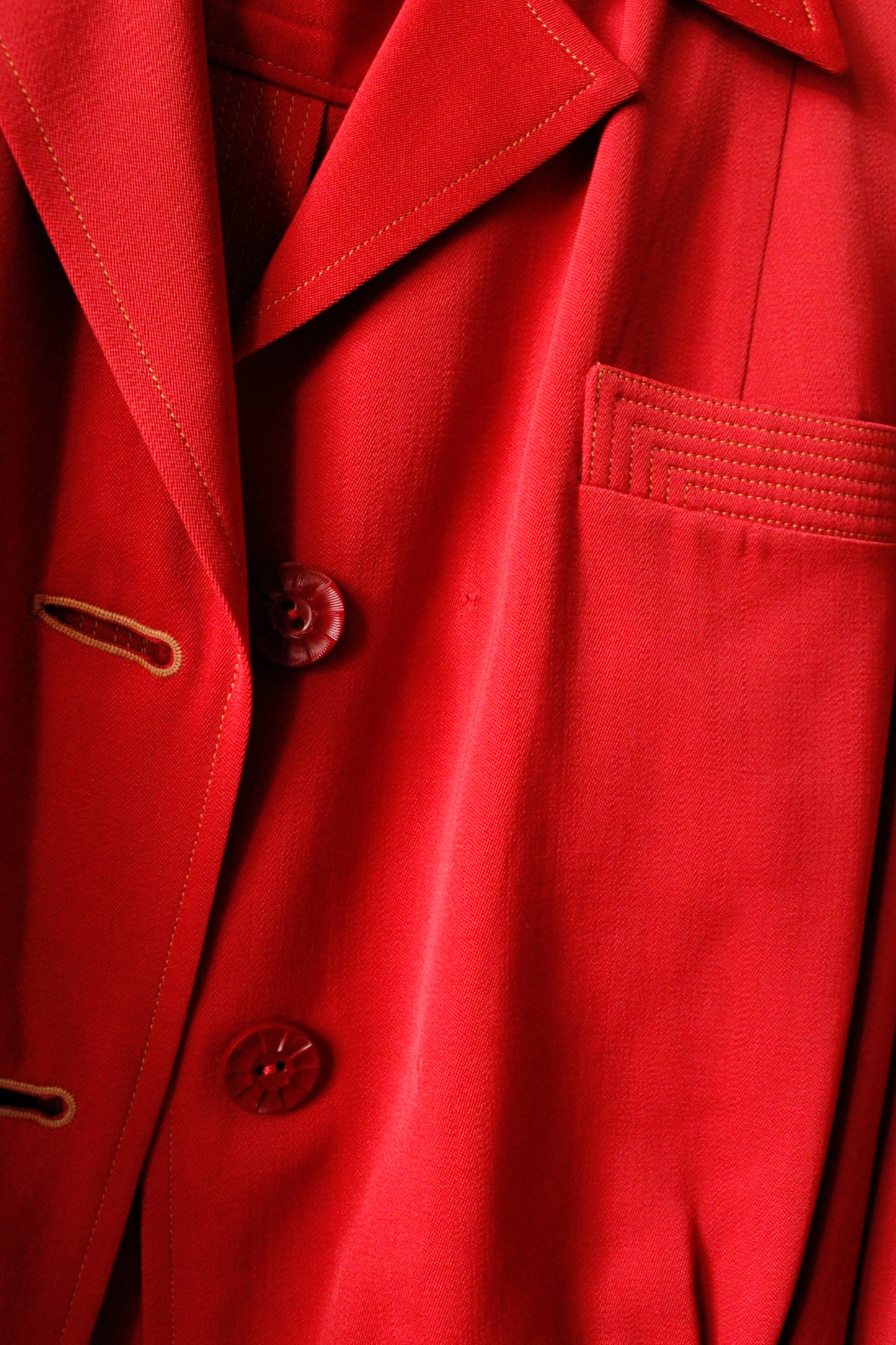 1940s Red Gabardine Forstmann 2pc Suit - Xs