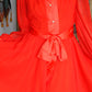 1960s Chiffon Elinor Gay Tangerine Dress - Medium 