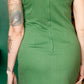 1960s Green Cotton Mini Dress with Cheetah Collar - Small