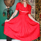 1950s Ruby Red Snowflake Dress