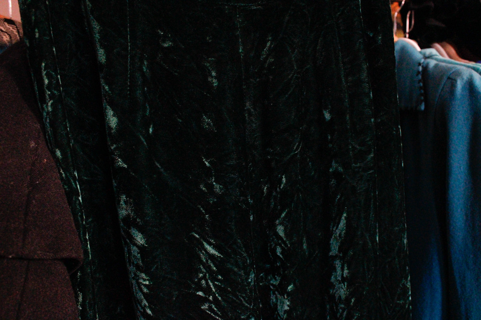 1960s Alex Coleman Crushed Velvet Emerald Wide Leg Pants - Xsmall