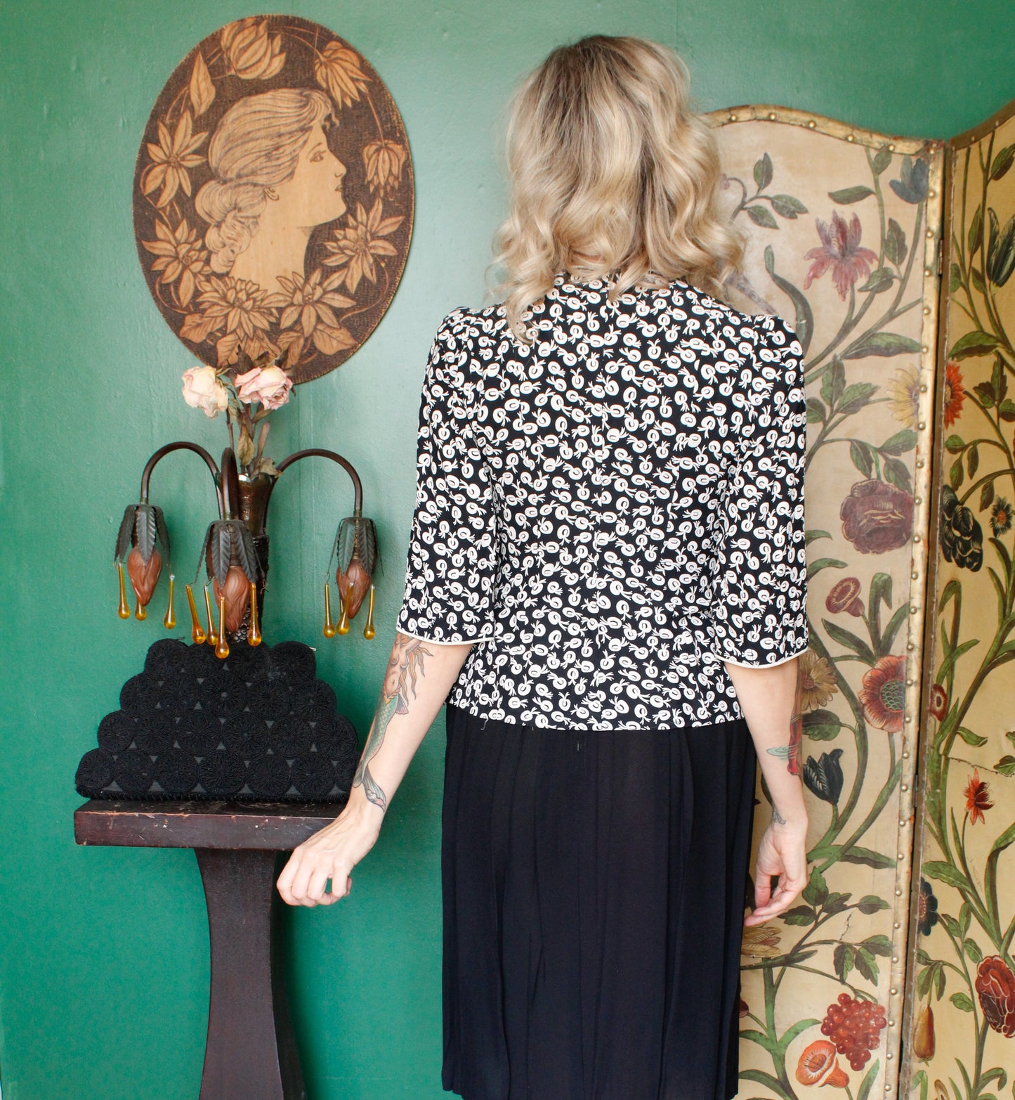 1940s Hats Off Rayon Blouse - Xs