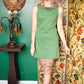 1960s Green Cotton Mini Dress with Cheetah Collar - Small