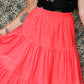 1950s Full Swing Corduroy Bright Coral Orange Patio Skirt - Xs
