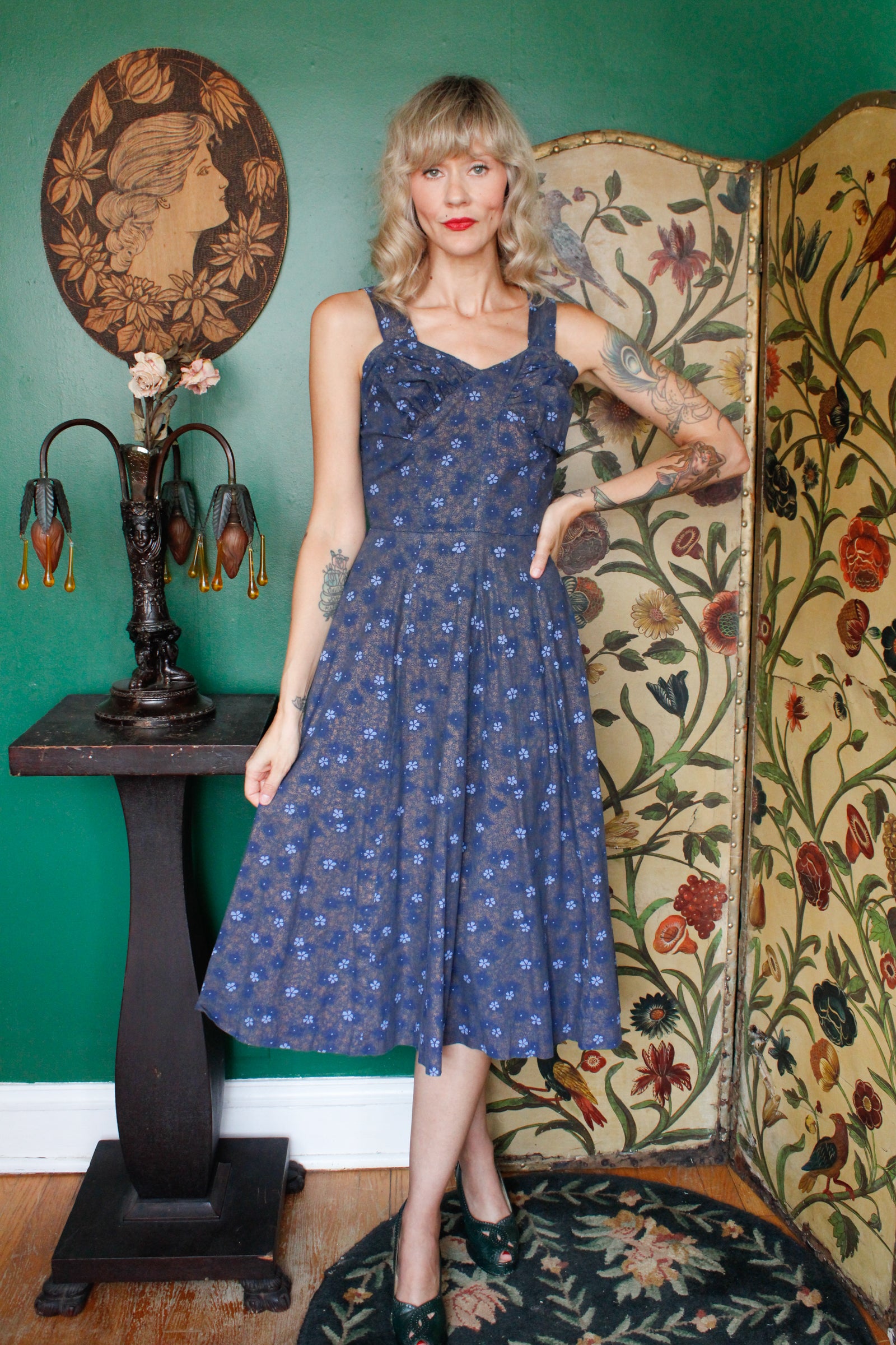 1950s cotton vintage dress with bolero 