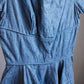 1950s Storm Blue Lace Taffeta Dress - Small
