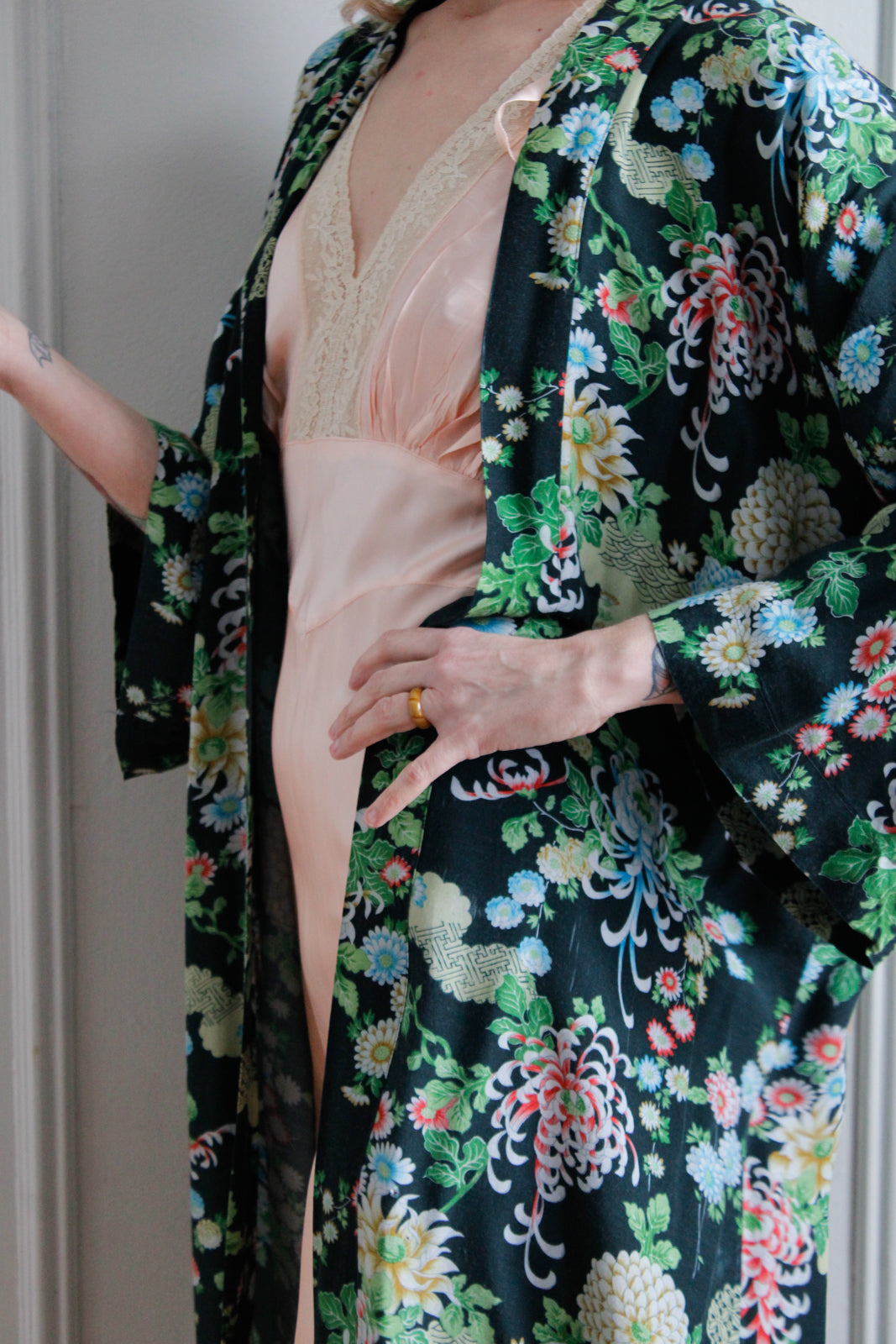 1940s Cotton Blossom Robe - o/s