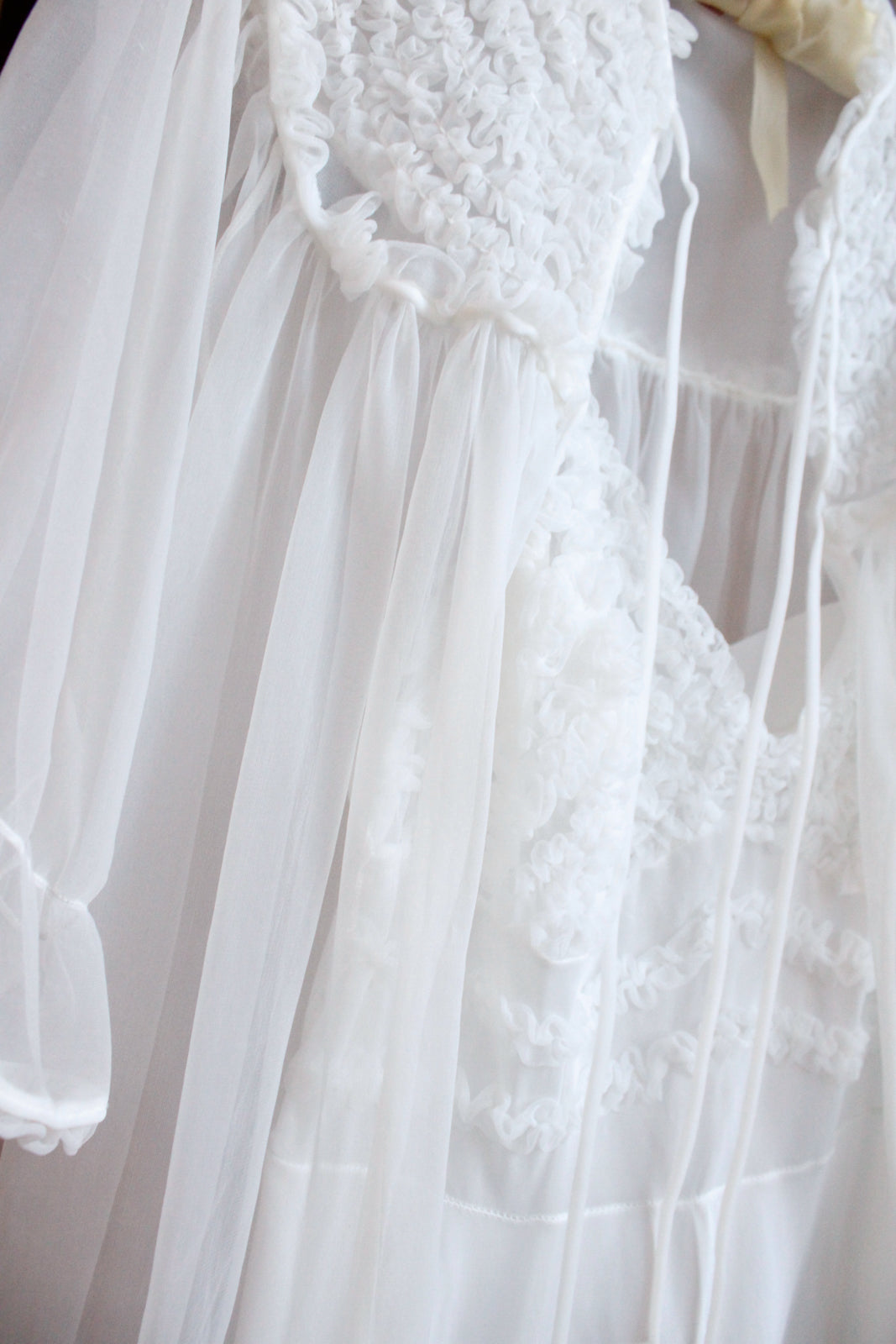 1950s White Slip Dress & Robe Loungewear Set - Medium