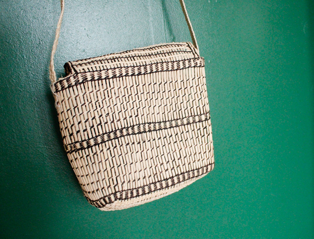 1950s Bag & Shoes Set Guatemalan Made Woven Raffia Shoes and Bag
