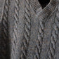 1940s Cable Knit Charcoal Sweater Vest - Small