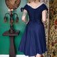 1950s Sapphire Blue Swing Dress with Mohair