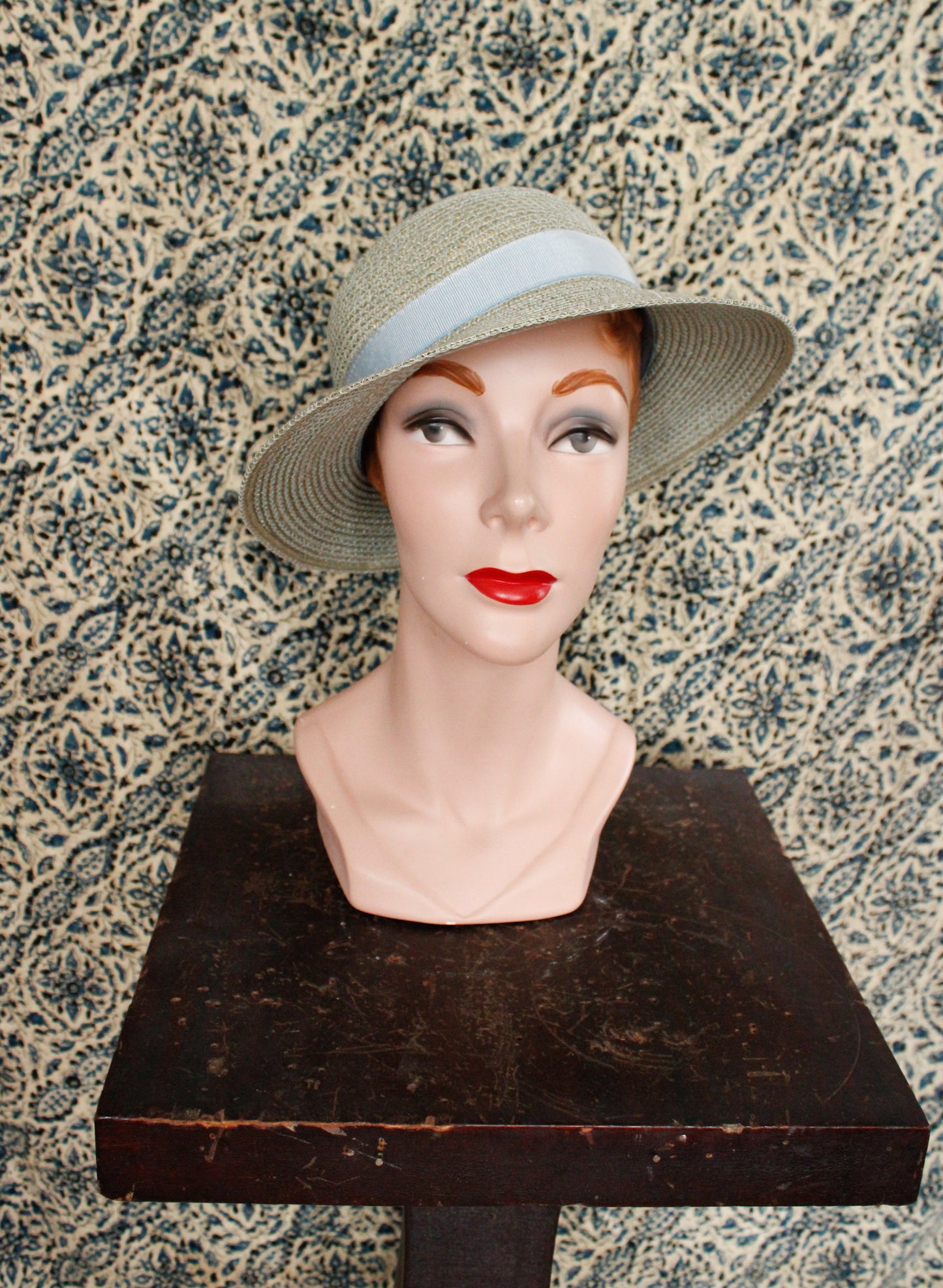 1970s does 1930s Light Blue Woven Hat