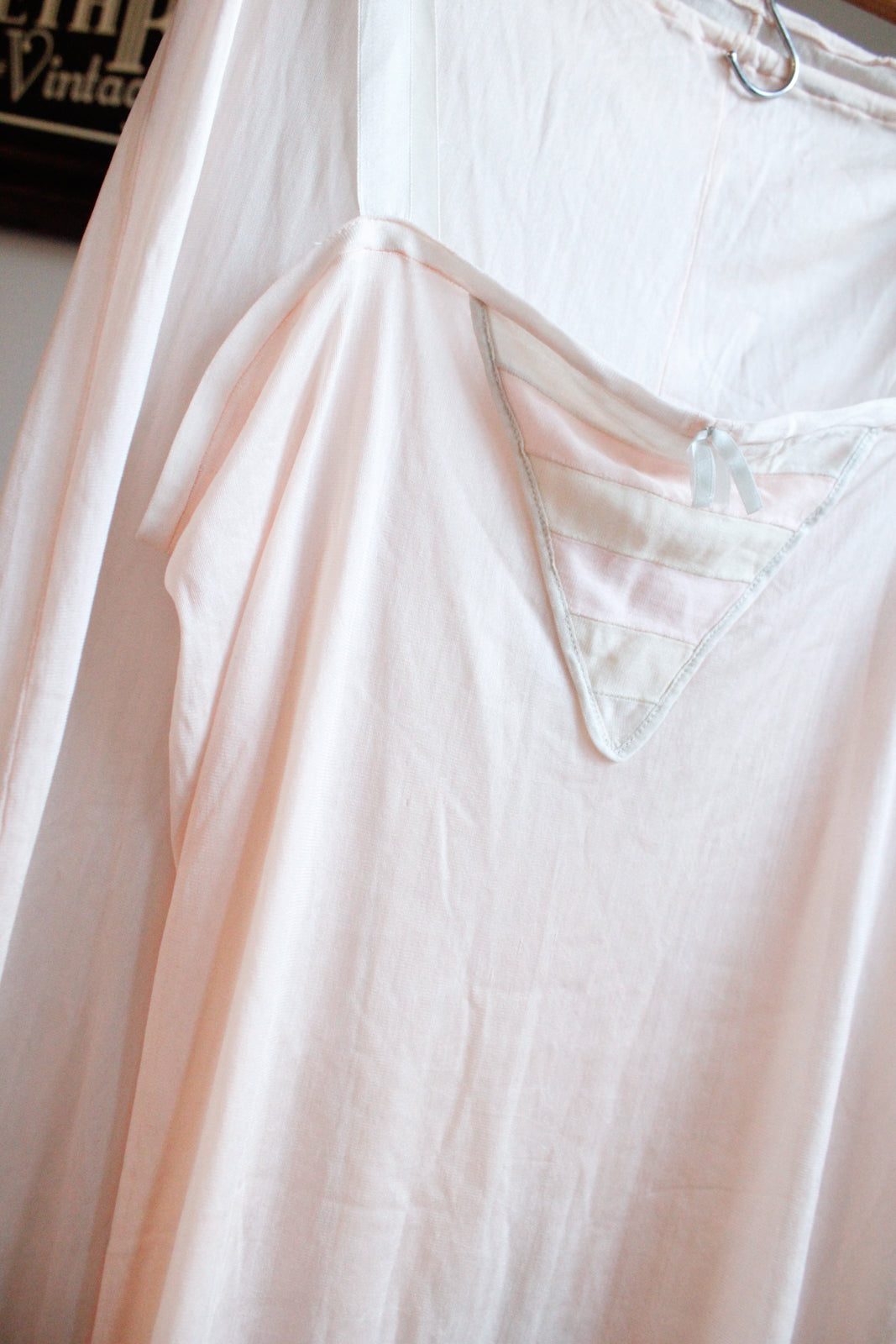 1930s Lingerie Set Jersey Pink Knit with striped detail Tank & Shorts - M/L
