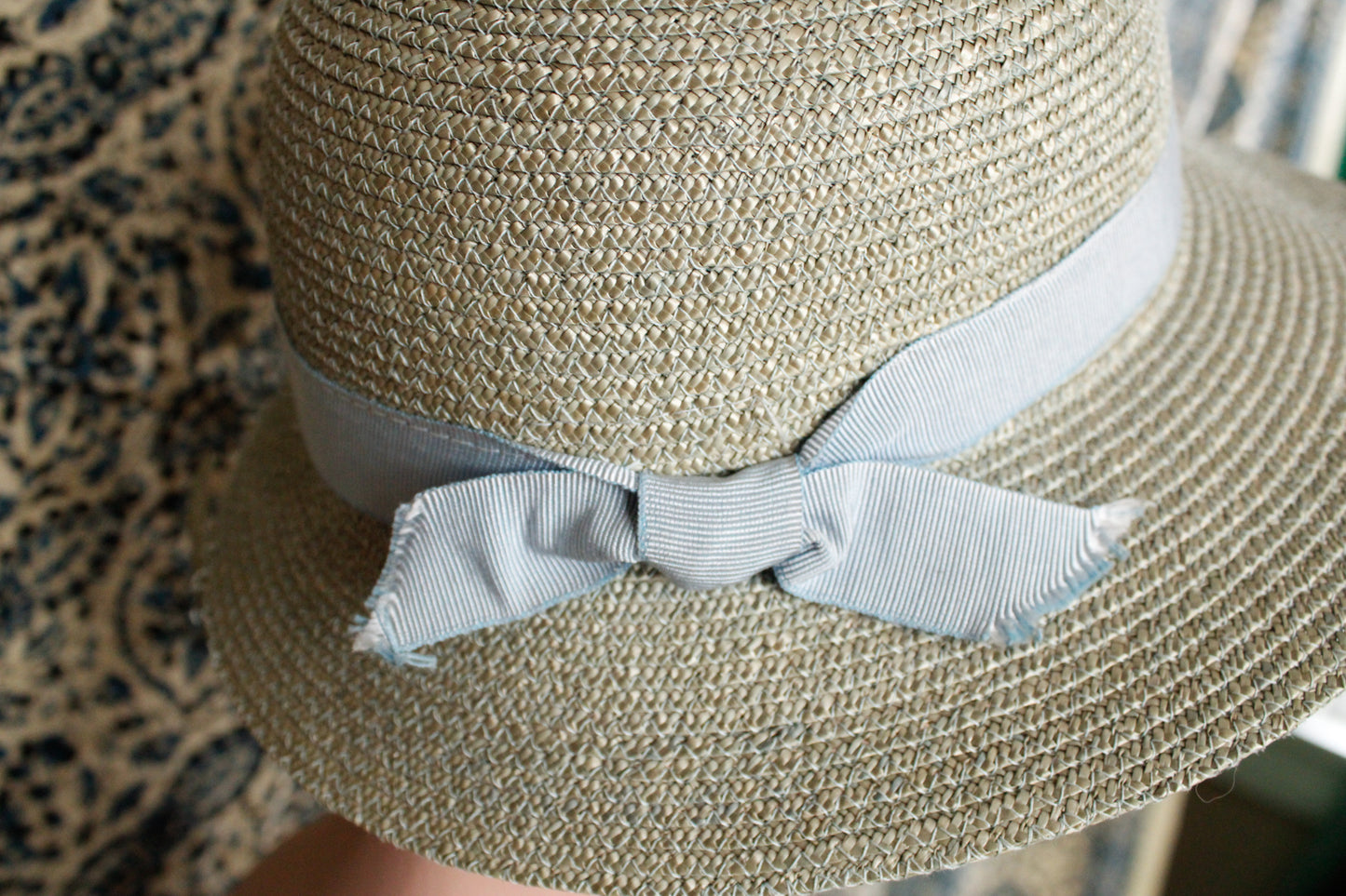 1970s does 1930s Light Blue Woven Hat