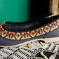1950s Black Canvas Bright Woven Slip On Shoes