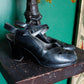 1940s Black Leather open Toe Heels 