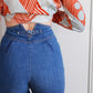 1970s Wide Leg High Waist Denim Jeans - 25"