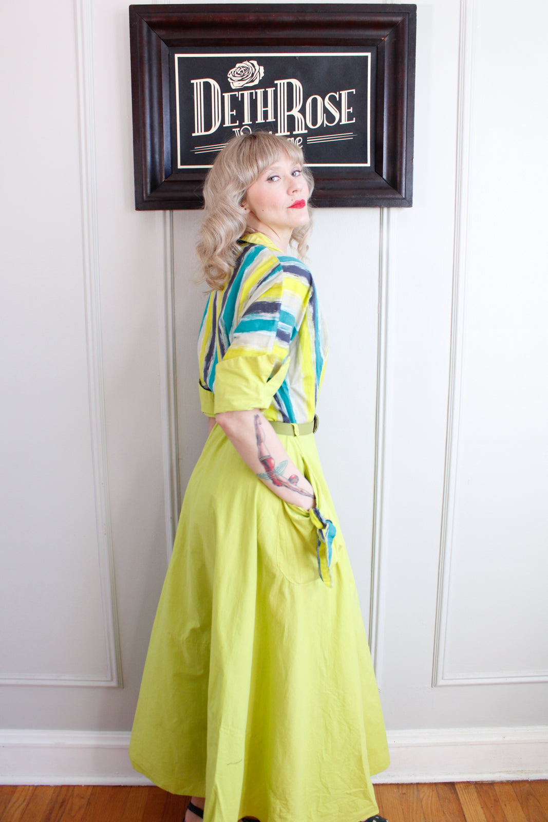 1940s Cotton Campus Girl Dressing Gown - Large