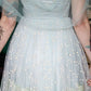 Late 1940s Tulle & Taffeta Flocked Party Dress 