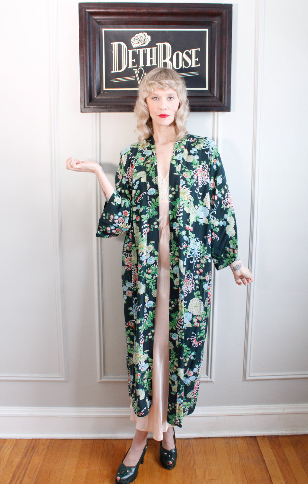1940s Cotton Blossom Robe - o/s