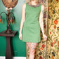 1960s Green Cotton Mini Dress with Cheetah Collar - Small