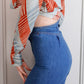 1970s Wide Leg High Waist Denim Jeans - 25"