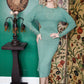 1930s Sea Green Rayon Knit L/S Dress - Small