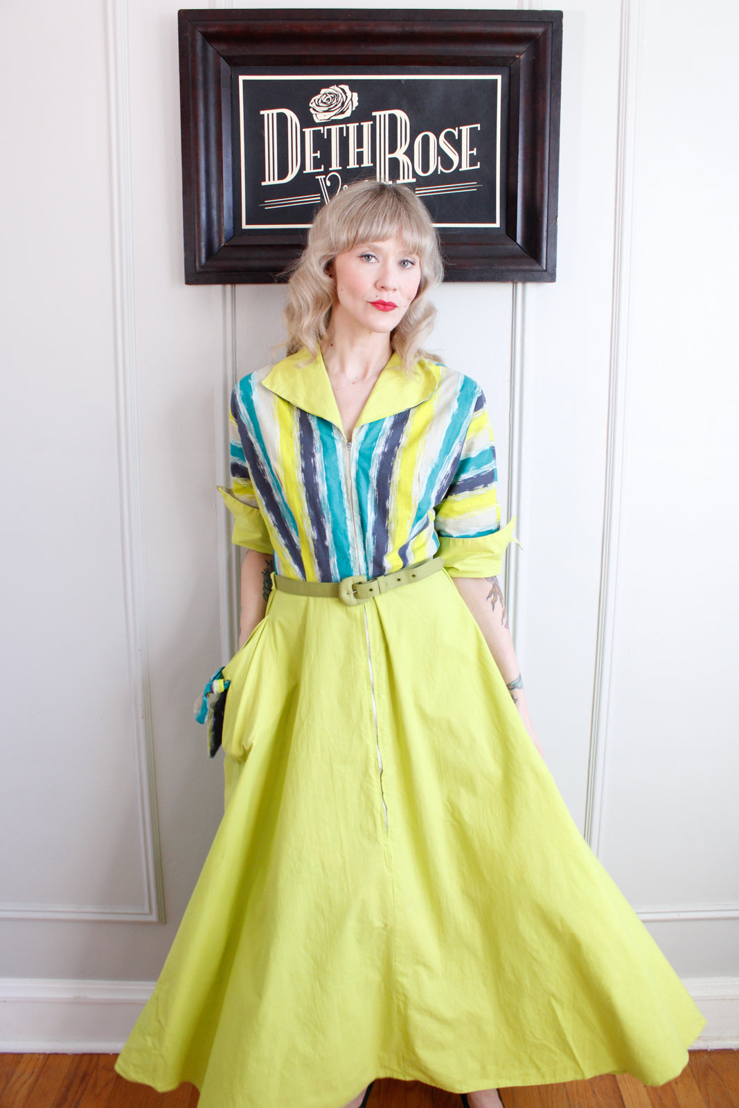 1940s Cotton Campus Girl Dressing Gown - Large