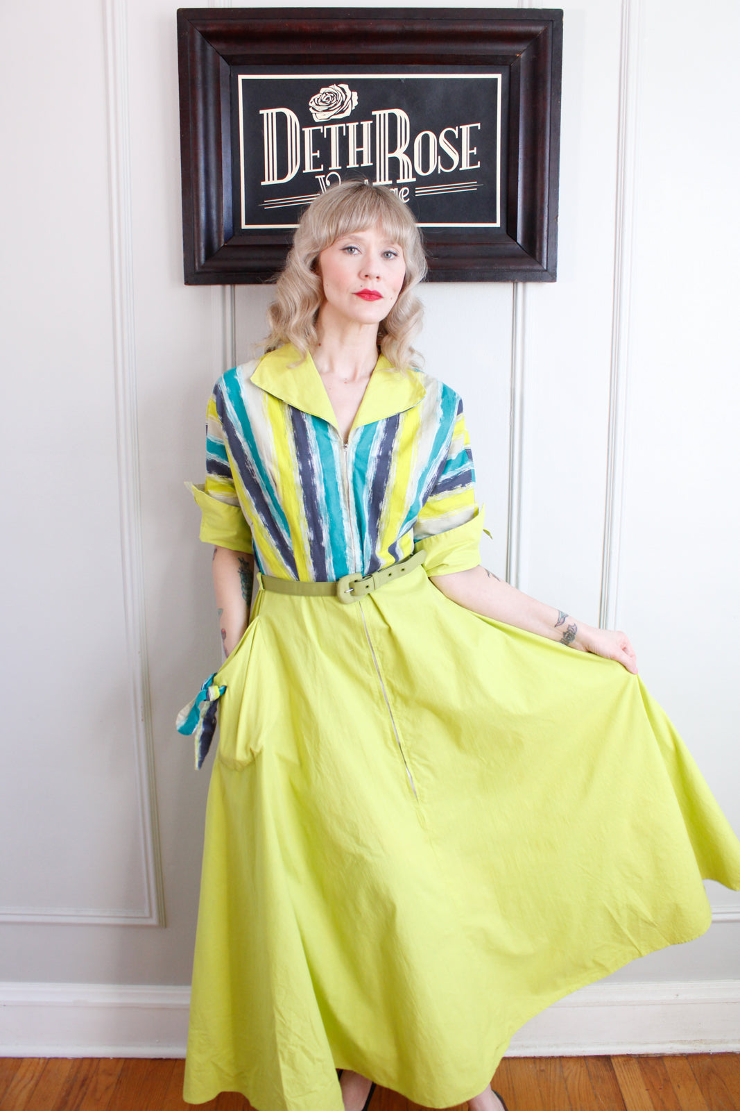 1940s Cotton Campus Girl Dressing Gown - Large