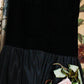 1930s Black Velvet Halter & Taffeta Gown with 3D Pink Floral Detail - XS