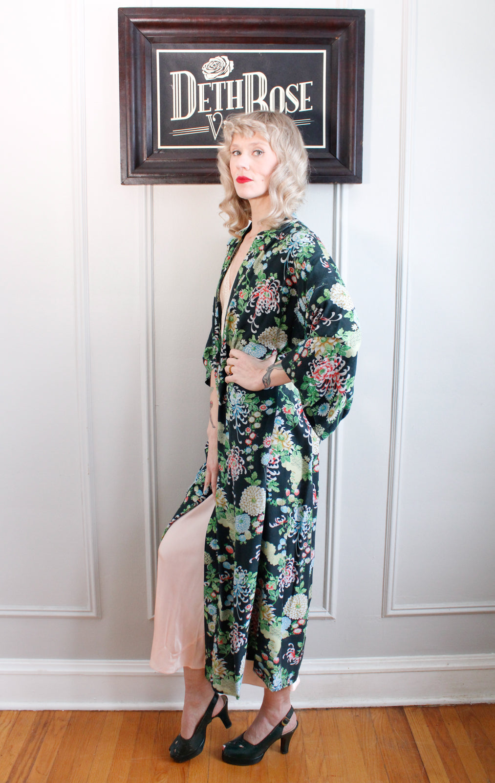 1940s Cotton Blossom Robe - o/s