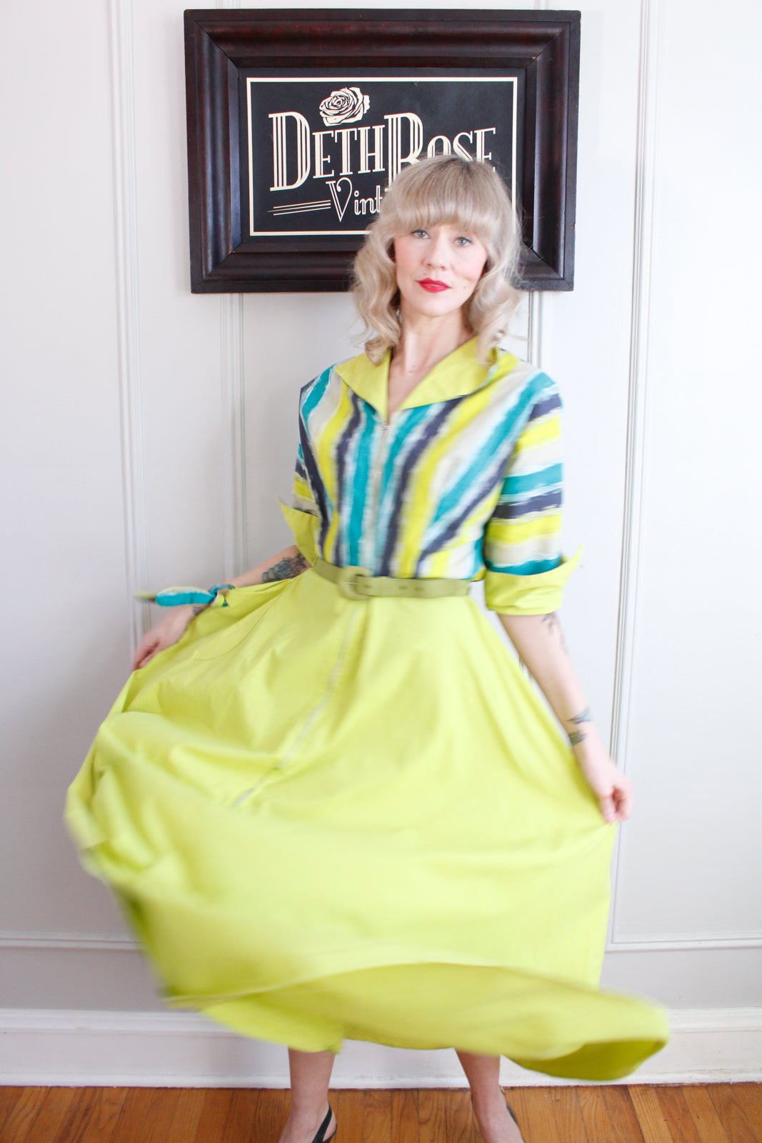 1940s Cotton Campus Girl Dressing Gown - Large