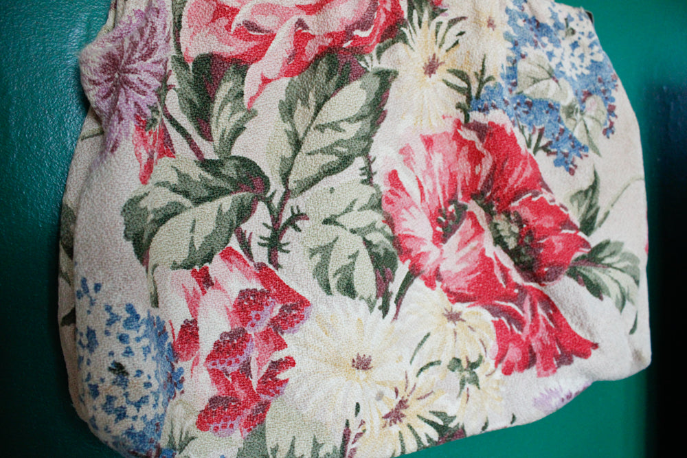 1940s Floral Barkcloth Purse