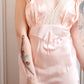 1930s Silk Bias Cut Champagne Nightgown - S/M