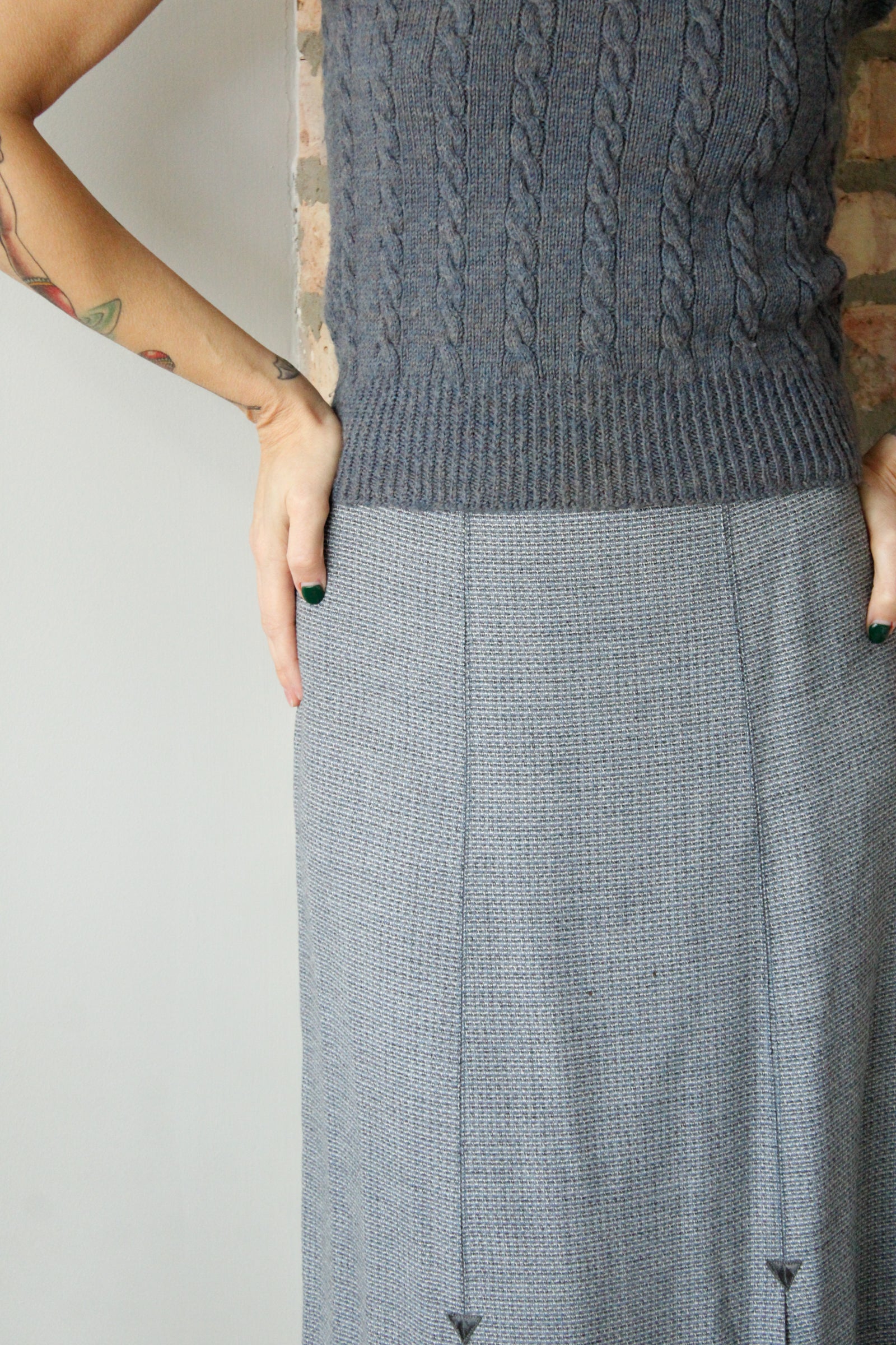 1940s Wool Tweed Trumpet Skirt 
