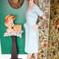 1950s Reich Blue & Orange beaded Dress