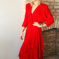 1980s Bold Red Michelle Stuart Rhumba Dress - Large