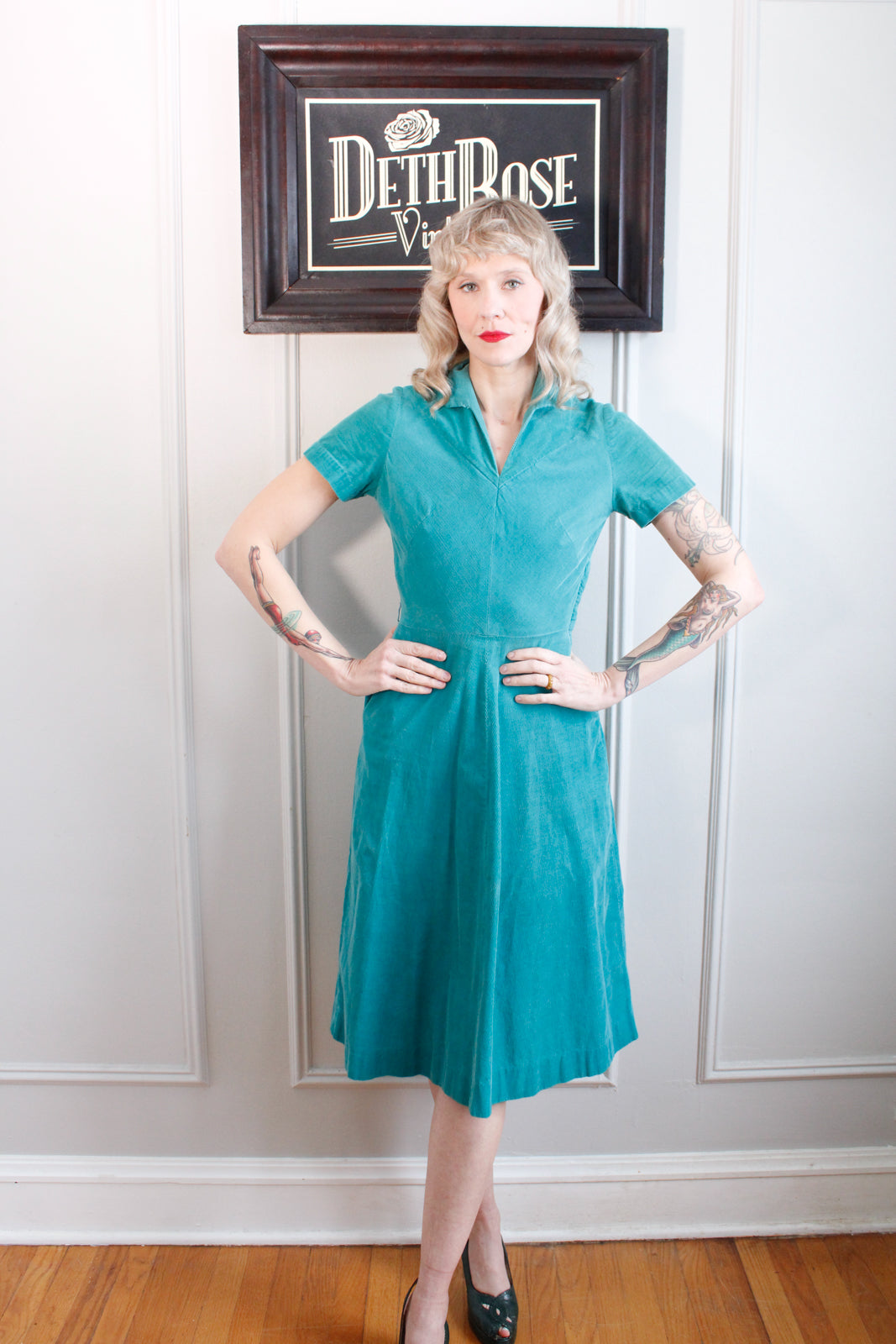 1940s Gay Gibson Corduroy Dress - Xs
