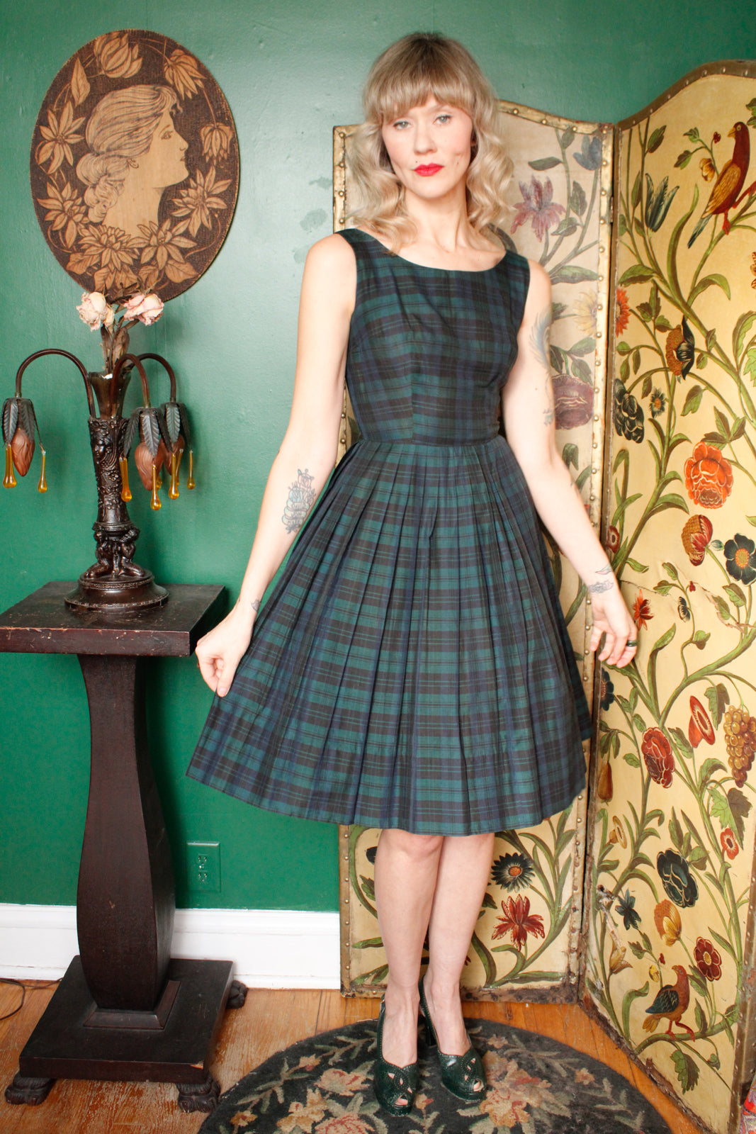 1950s Plaid Fit & Flare Dress - Xsmall