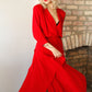 1980s Bold Red Michelle Stuart Rhumba Dress - Large