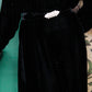 1930s Silk Velvet Black Gown w/Rhinestone belt and dress clip