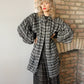 1980s 3pc Salt & Pepper Knit Outfit Blouse + Skirt + Jacket
