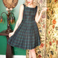 1950s green & navy plaid dress - xsmall 