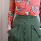 1940s Green Gabardine Wool Aline Skirt - Xsmall