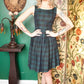 1950s Green & Navy Plaid Dress - xsmall 