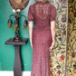 1930s Plum Floral Lace Gown and Jacket - Xs