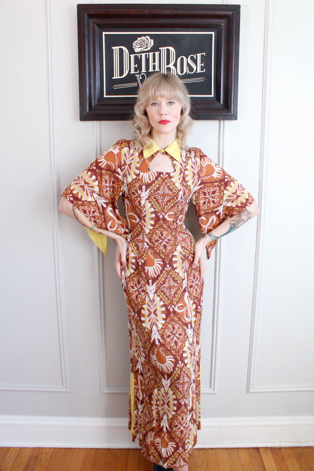 1940s Hawaiian Togs Cold Rayon Gown - Xsmall