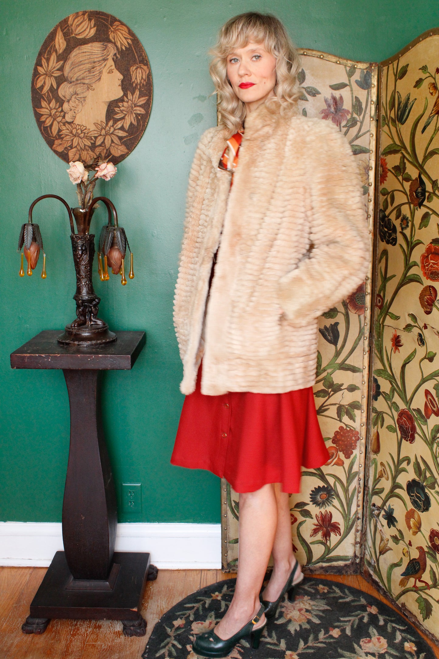 1970s Fran Levine Blonde Faux Fur Coat